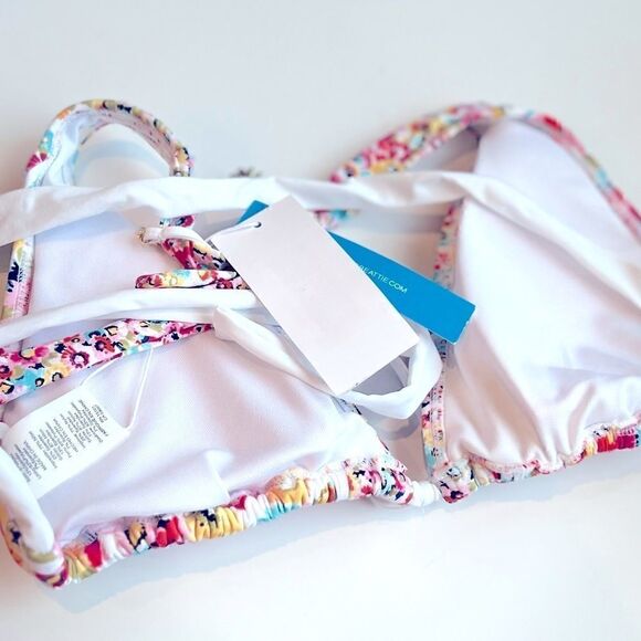 Bleu Rod Beattie Flower Hour Triangle Bikini Hipster Top swimsuit - Picture 7 of 8